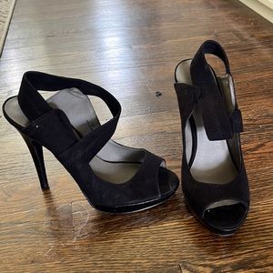 Black suede strap stiletto
